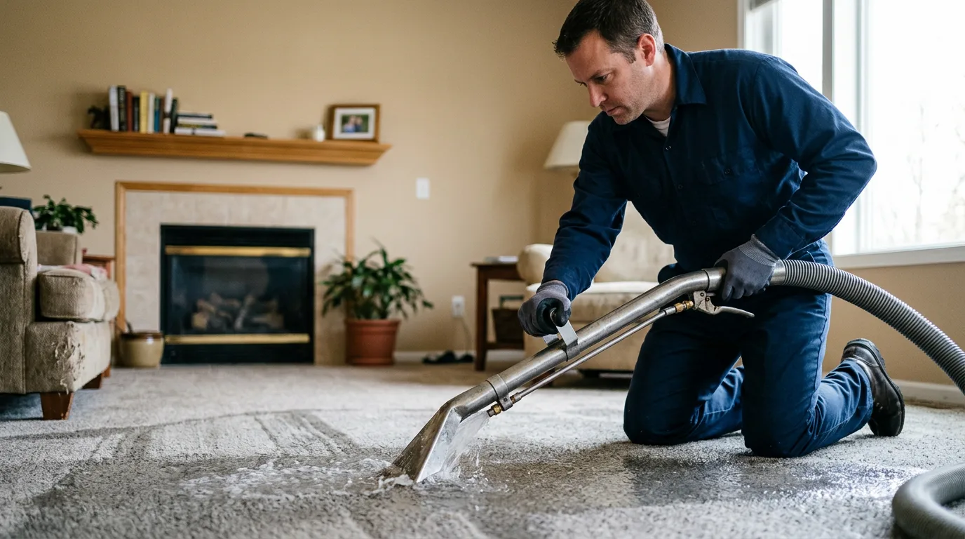 Water damage restoration technician working near Bally, PA